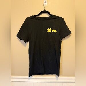 Black Graphic T-Shirt with Yellow Accent